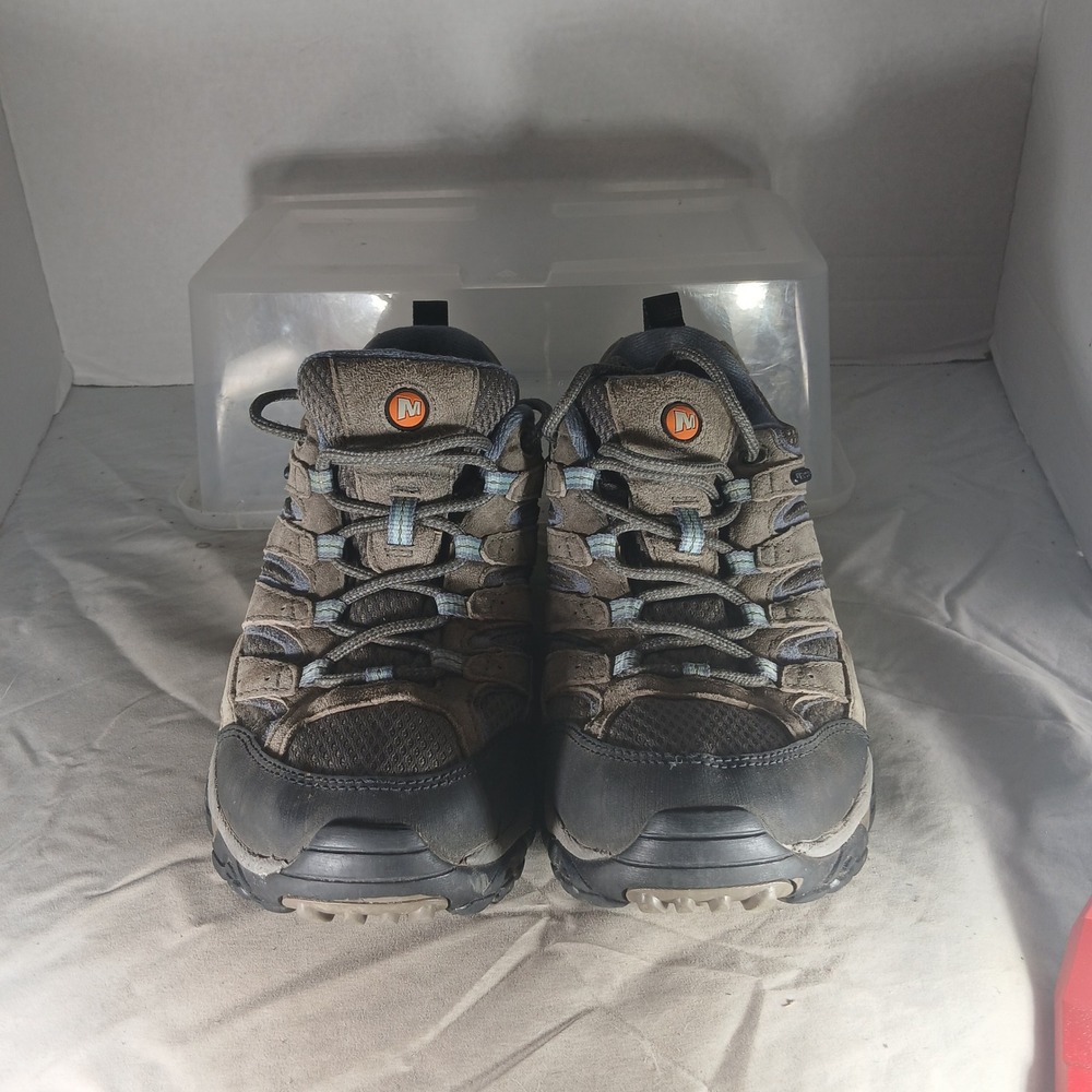 Merrell Moab 2 Waterproof Hiking Shoes 8.5 Brown Grey Gorpcore Trail Orthotic - Picture 3 of 10